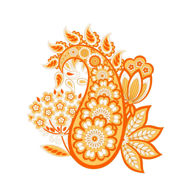 istock Paisley vector isolated pattern. Damask floral illustration in batik style 2129528974