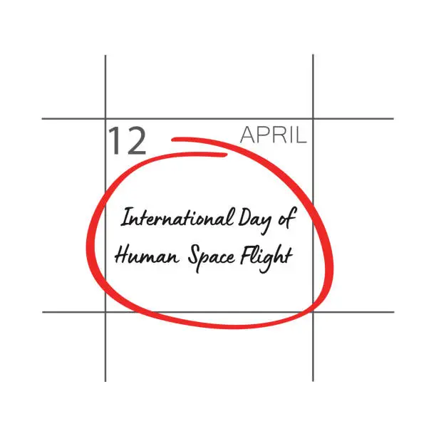 Vector illustration of International Day of Human Space Flight 12 April.