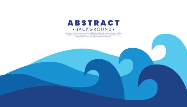 Vector illustration of Abstract blue water wave pattern background. Paper cut style concept. Vector illustration.