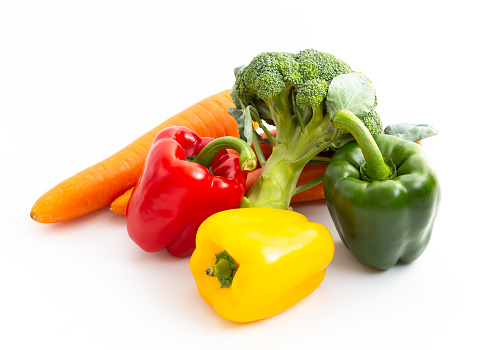 bell pepper ,Broccoli,carrot on white background