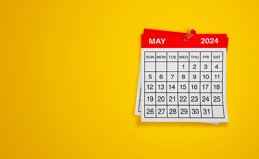 May 2024 calendar on yellow background