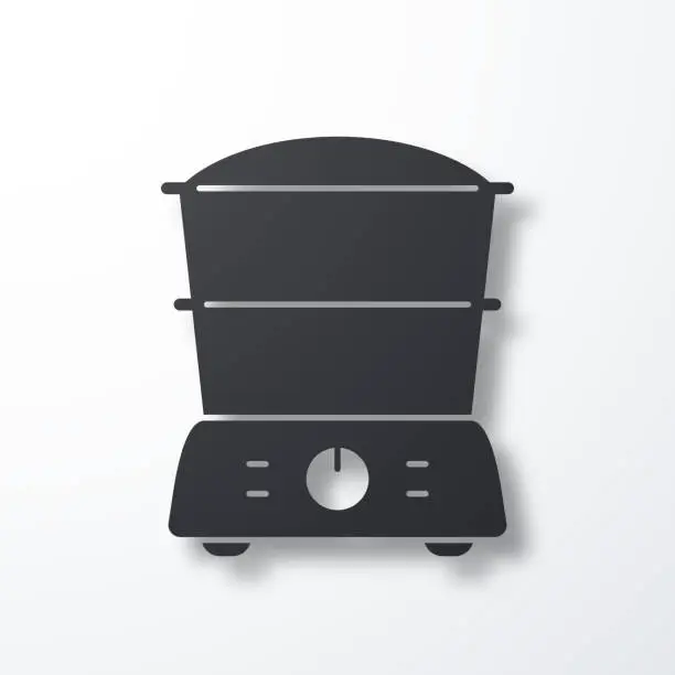 Vector illustration of Food steamer. Icon with shadow on white background
