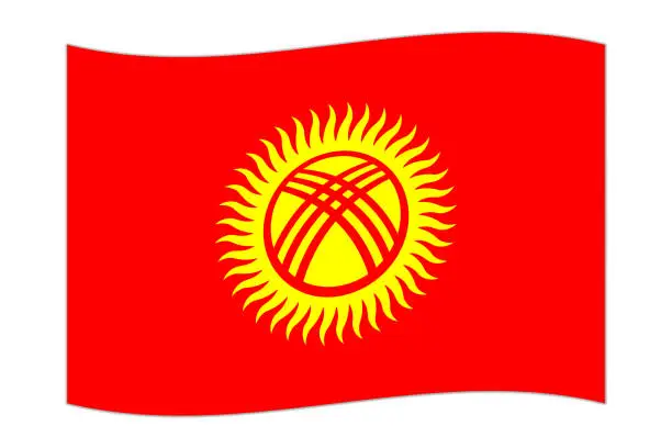Vector illustration of Waving flag of the country Kyrgyzstan. Vector illustration.