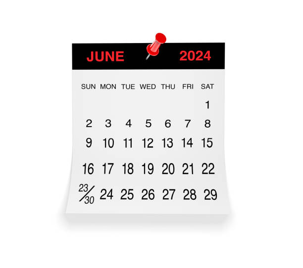 June 2014 calendar on the old paper with wooden pegs