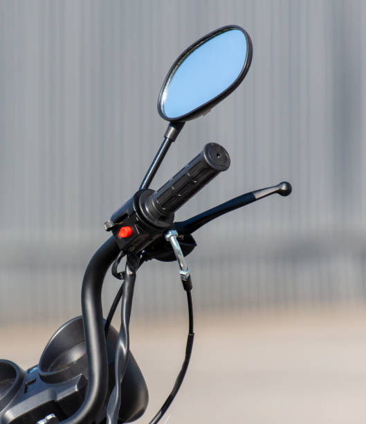 istock Motorcycle steering wheel mirror. Close-up 2129576316