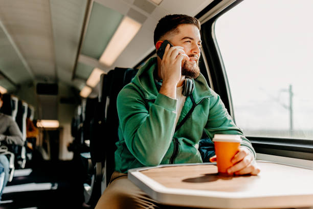 istock The train's talking traveler 2129578802