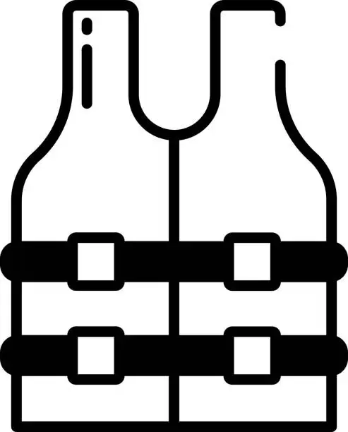 Vector illustration of Life Vest glyph and line vector illustration