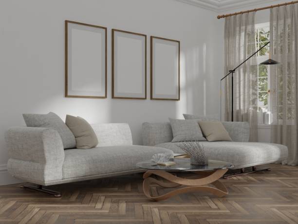 istock Mockup frame, poster in home living room design, element mockup interior, 3d rendering. 2129593201