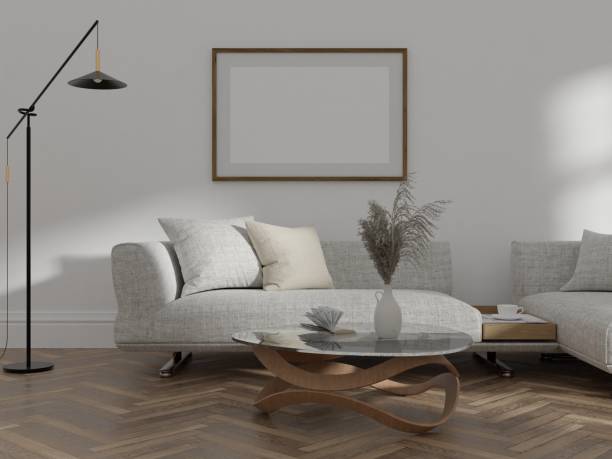 istock Mockup frame, poster in home living room design, element mockup interior, 3d rendering. 2129593202