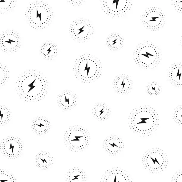 Vector illustration of Wireless charging. Seamless pattern. Icons on white background