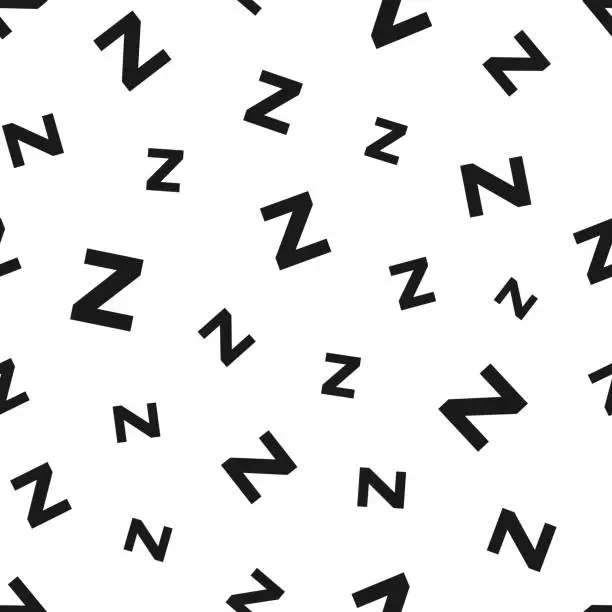 Vector illustration of Letter z. Seamless pattern. Icons on white background