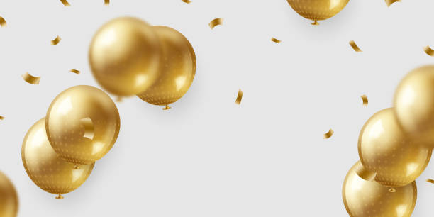 istock 3D golden balloon design background beautiful illustration banner template vector 2129626121