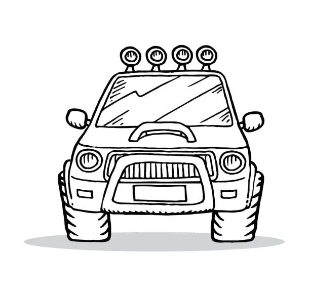 Vector illustration of Hand drawn 4X4 SUV