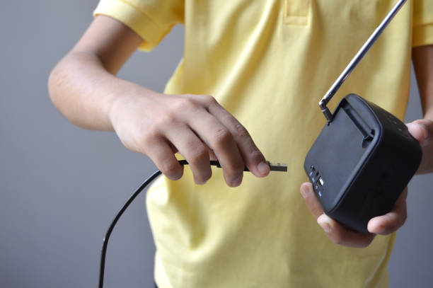 Retro MP3 player on a metal background