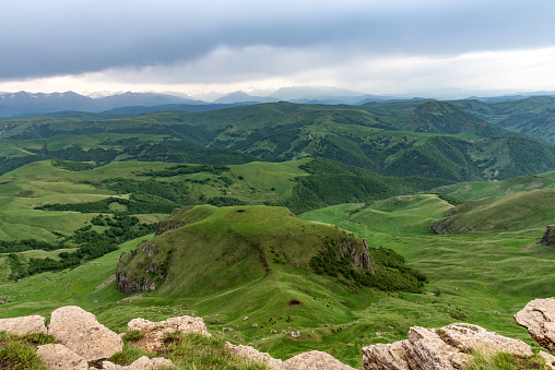 Picturesque summer view of Bermamyt plateau. One of the most picturesque attractions in the south of Russia.