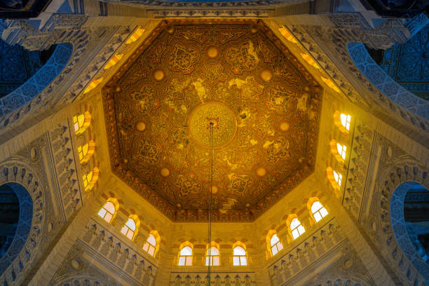 Fanciful arabic patterns on the ceiling of a mosque