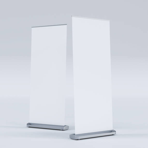 istock Empty Signage Stand Design Template. Mockup display for advertising, poster, billboard or represent promotion product concept. 3D Rendering 2129693701