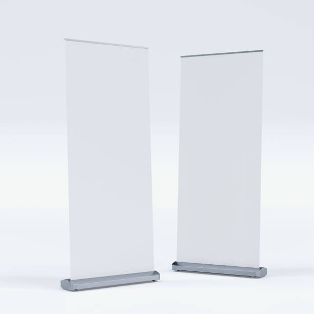 istock Empty Signage Stand Design Template. Mockup display for advertising, poster, billboard or represent promotion product concept. 3D Rendering 2129693703