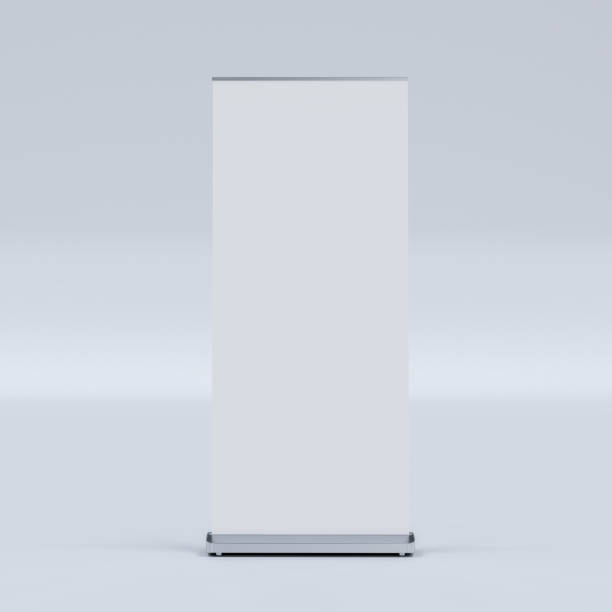 istock Empty Signage Stand Design Template. Mockup display for advertising, poster, billboard or represent promotion product concept. 3D Rendering 2129693706