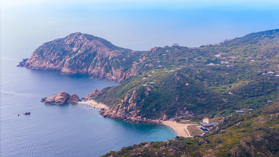 Aerial view of Vinh Hy bay, Nui Chua national park, Ninh Thuan province, Vietnam. Travel and landscape concept