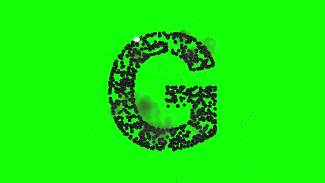 English alphabet G formed by bullet shots on green screen background