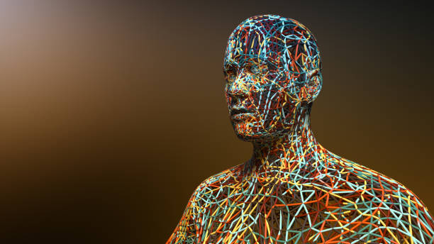 istock Geometric mesh human sculpture in abstract design 2129732122