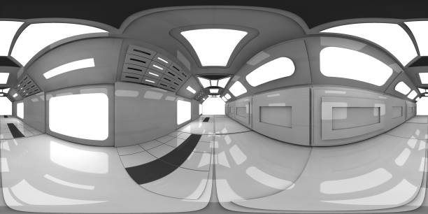 istock HDRI futuristic spaceship corridor, sleek and illuminated 2129733170