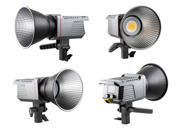 Studio lamp or stage light spotlight. COB LED spot used for studio, theatre and concert lighting