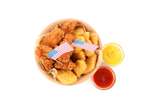 Concept of Super bowl snacks isolated on white background