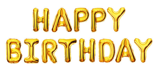 istock Golden balloons happy birthday on a white background. 2129778440