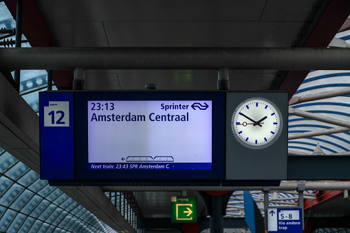 Digital leaves board for a sprinter to Amsterdam Centraal from NS the netherlands