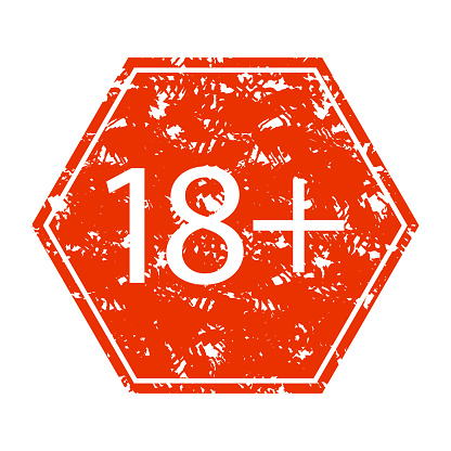 Under 18 year old. rubber stamp print. Vector warning age symbol illustration