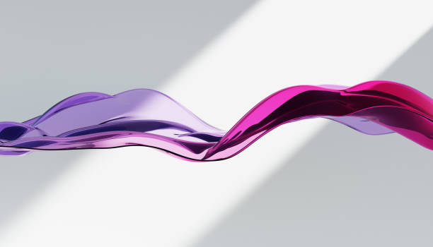 Cloth fabric gradient waves abstract background. Iridescent glass wavy surface. Liquid surface, ripples, reflections. 3d render illustration
