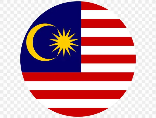 Vector illustration of Malaysia flag button on png or transparent background. vector illustration.