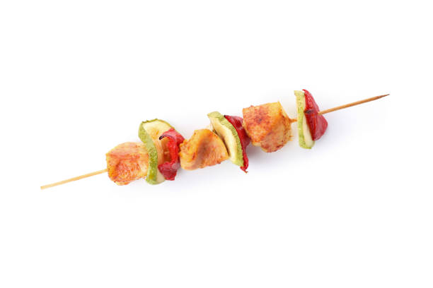 Tasty chicken shashlik isolated on white background