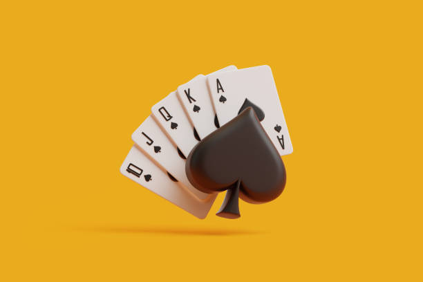 istock Royal Flush Spades Poker Hand on Orange 2129849185