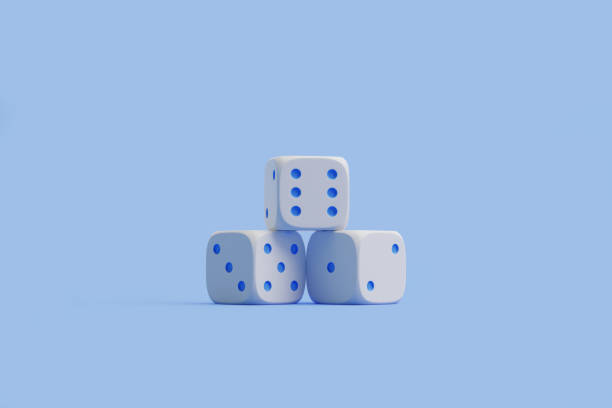 istock Pyramid of White Dice on Light Blue Background 2129850264