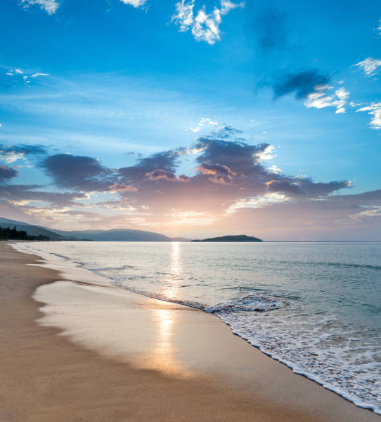 Beautiful sea and beach at sunset.