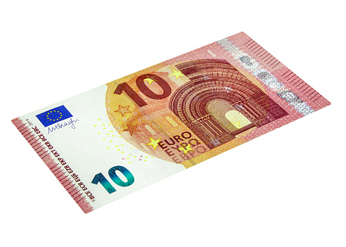 10 Euro banknote isolated on white background
