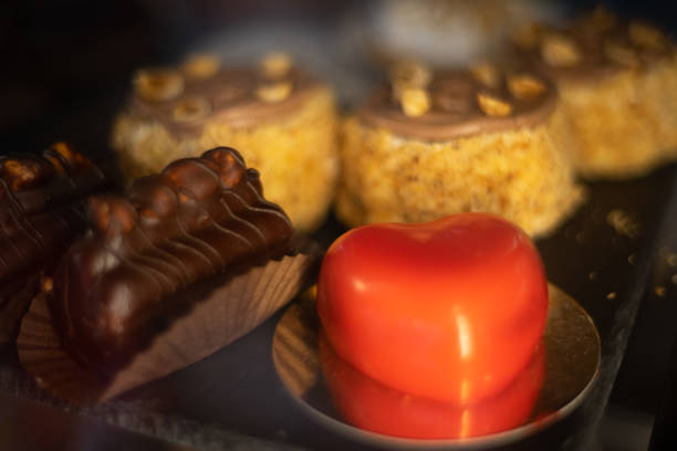 Heart shaped cake, chocolate dessert, cream cake