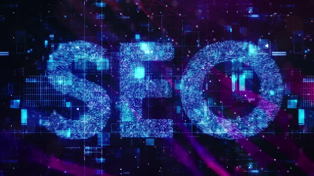 Search Engine Optimization, SEO Term Being Carved in Deep Space Technological Background
