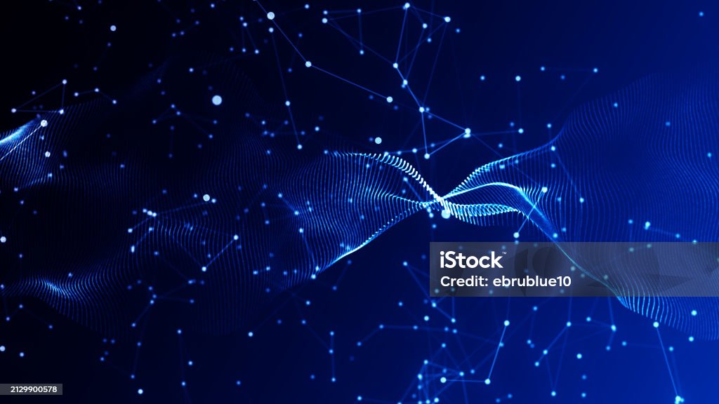 Abstract Digital Flow Particles Cyber Network Connection Background Big ...