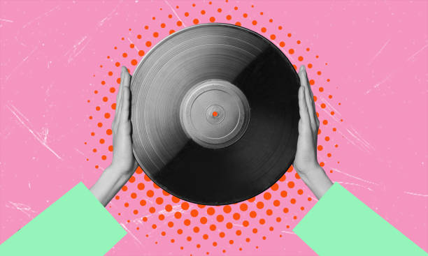 istock Music without time. Composition with retro vinyl record. Conceptual, modern art collage. 2129906392