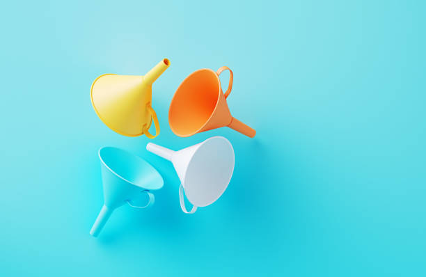 istock Colorful Funnels On Blue Background 2129907434