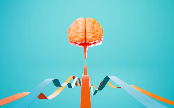 istock Colorful Line Graphs Gravitated Towards A Coral Brain Object Before Blue Background 2129918395