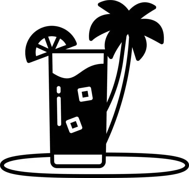 Vector illustration of coconut drink glyph and line vector illustration