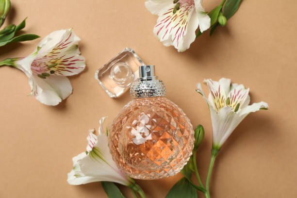 Concept of fragrant flavored perfume, close up