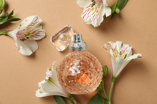 Concept of fragrant flavored perfume, close up