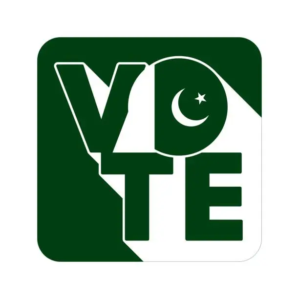Vector illustration of Vote sign, postcard, poster. Banner with Pakistan flag. Vector illustration.