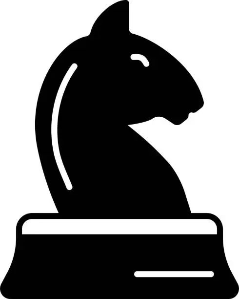 Vector illustration of Horse chess glyph and line vector illustration